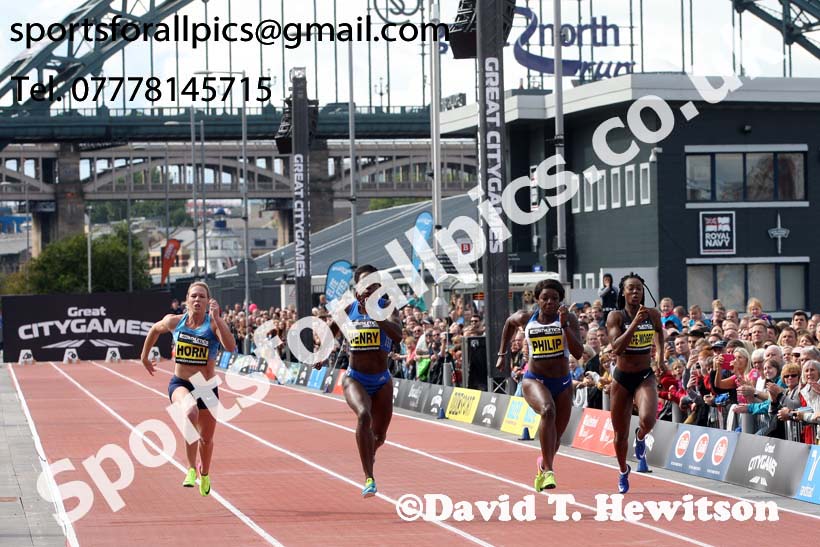 Womens 100 metres, 2017 Great North CityGames, Gateshead/Newcaste. Photo: David T. Hewitson/Sports for All Pics